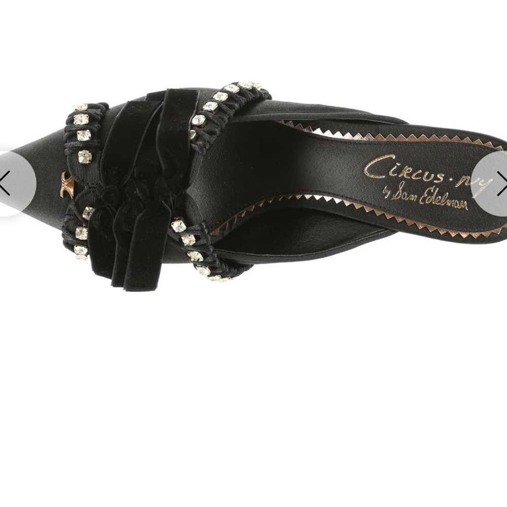 Circus by Sam Edelman Tristyn black Satin Mules kitten heels shoes NWT - Picture 4 of 7